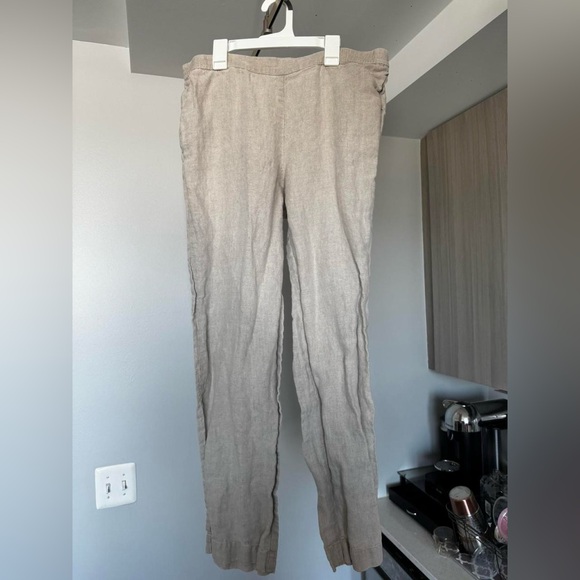 J. Jill 100% Linen Lagenlook Slim Leg Pants Tan M Tall - 29.5" Inseam - Picture 2 of 5